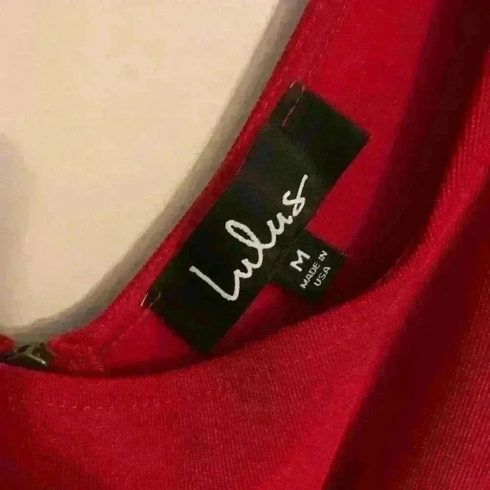 Lulus Red Square Neck Sleeveless Skater Dress, Womens Size Medium - Picture 6 of 8